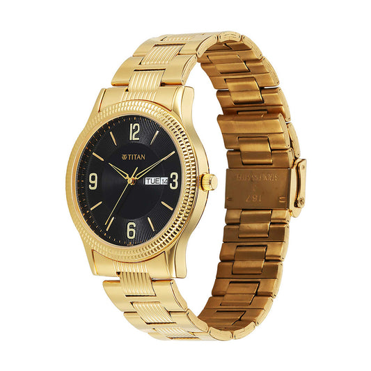 Titan Karishma Zing Black Dial Stainless Steel Strap Watch for Men