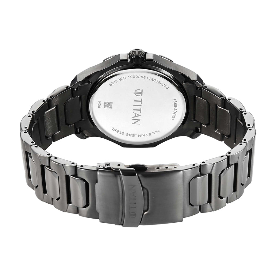 Titan Noor Collection Blue Dial Stainless Steel Strap Watch for men