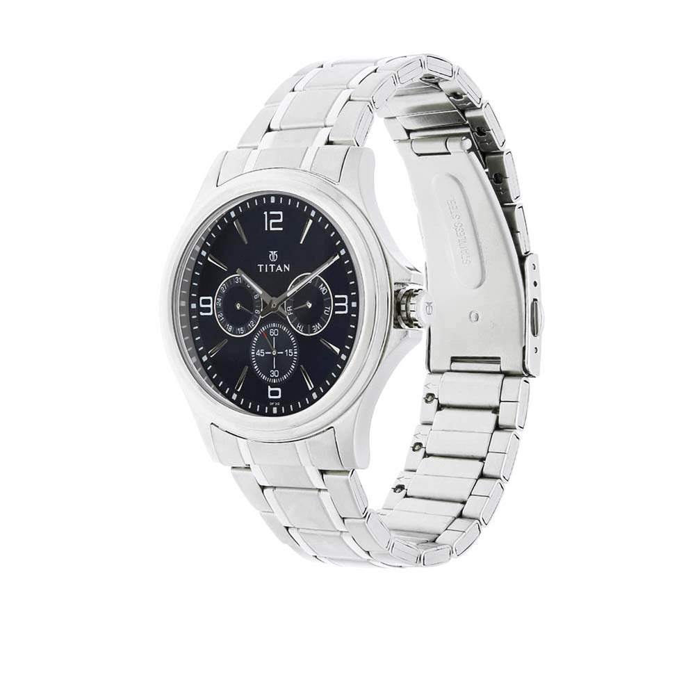 Titan Blue Dial Quartz Multifunction Stainless Steel Strap watch for Men