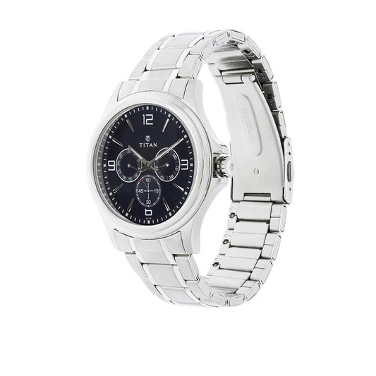 Titan Blue Dial Quartz Multifunction Stainless Steel Strap watch for Men