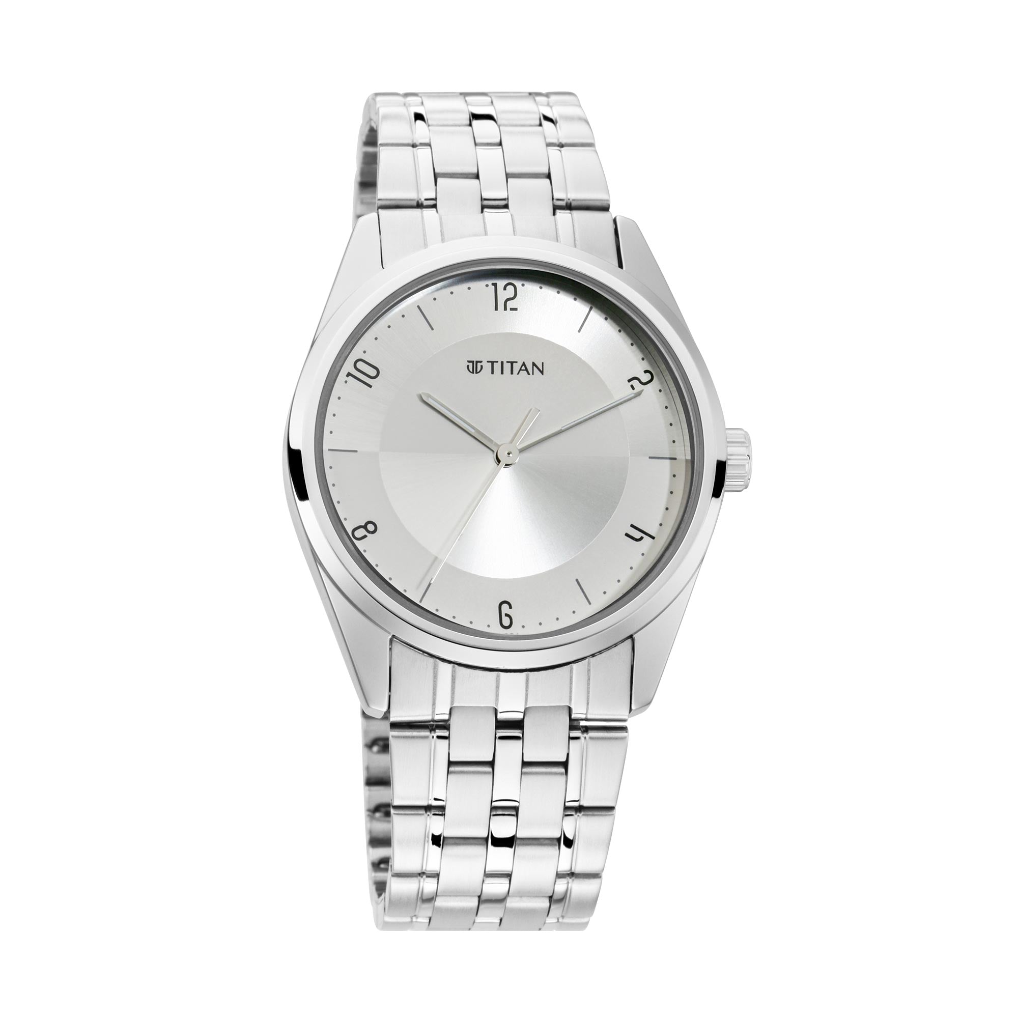 Titan Quartz Analog White Dial Metal Strap Watch for Men