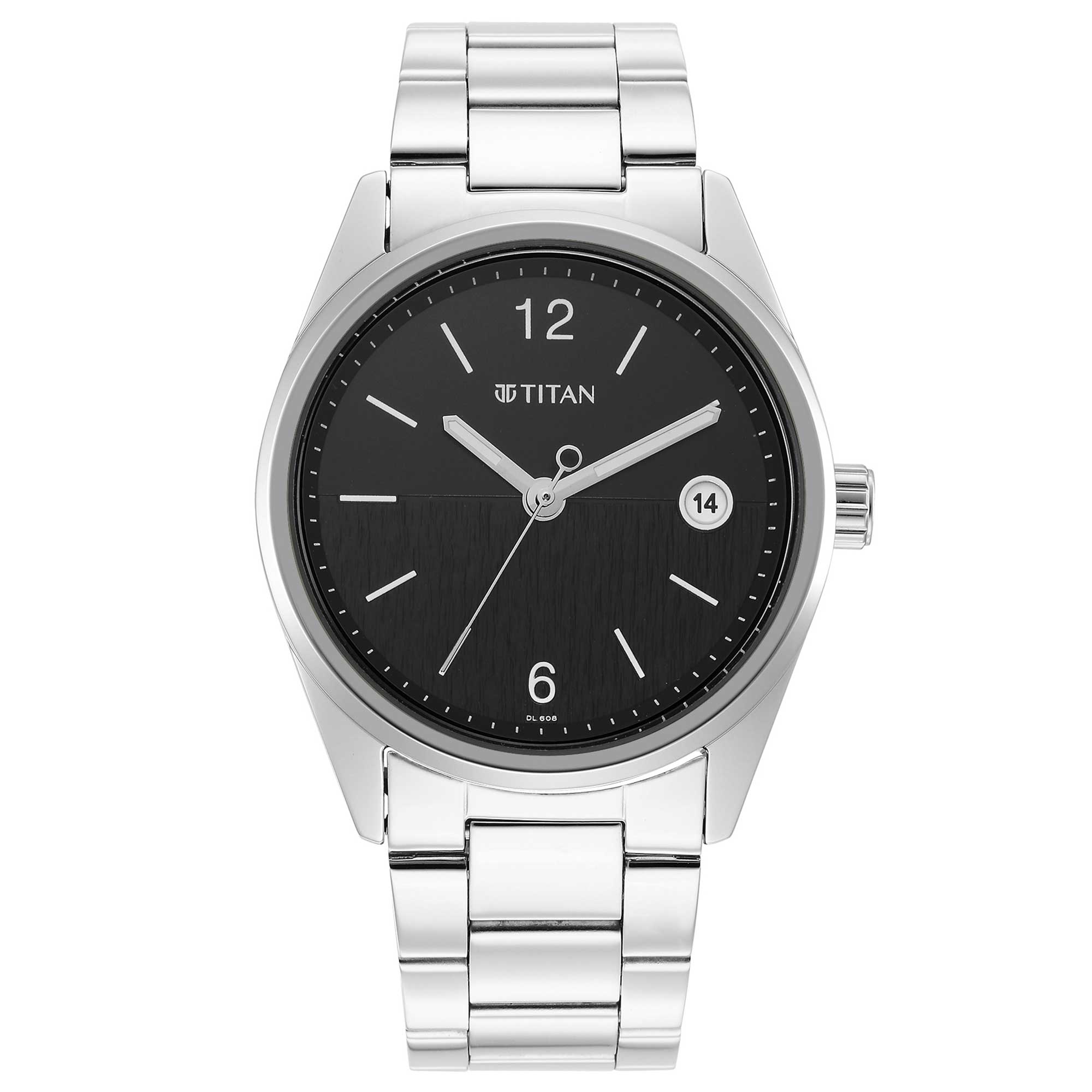 Titan Neo Black Dial Analog with Date Stainless Steel Strap watch for Men