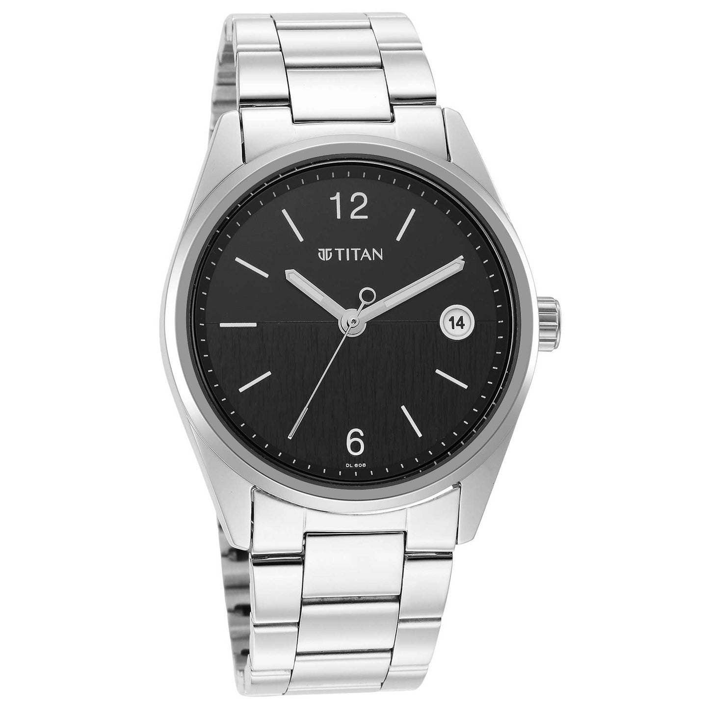 Titan Neo Black Dial Analog with Date Stainless Steel Strap watch for Men