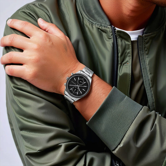 Titan Neo 1733KM01 Multifunction Anthracite Dial Stainless Steel Strap Quartz Men's Watch