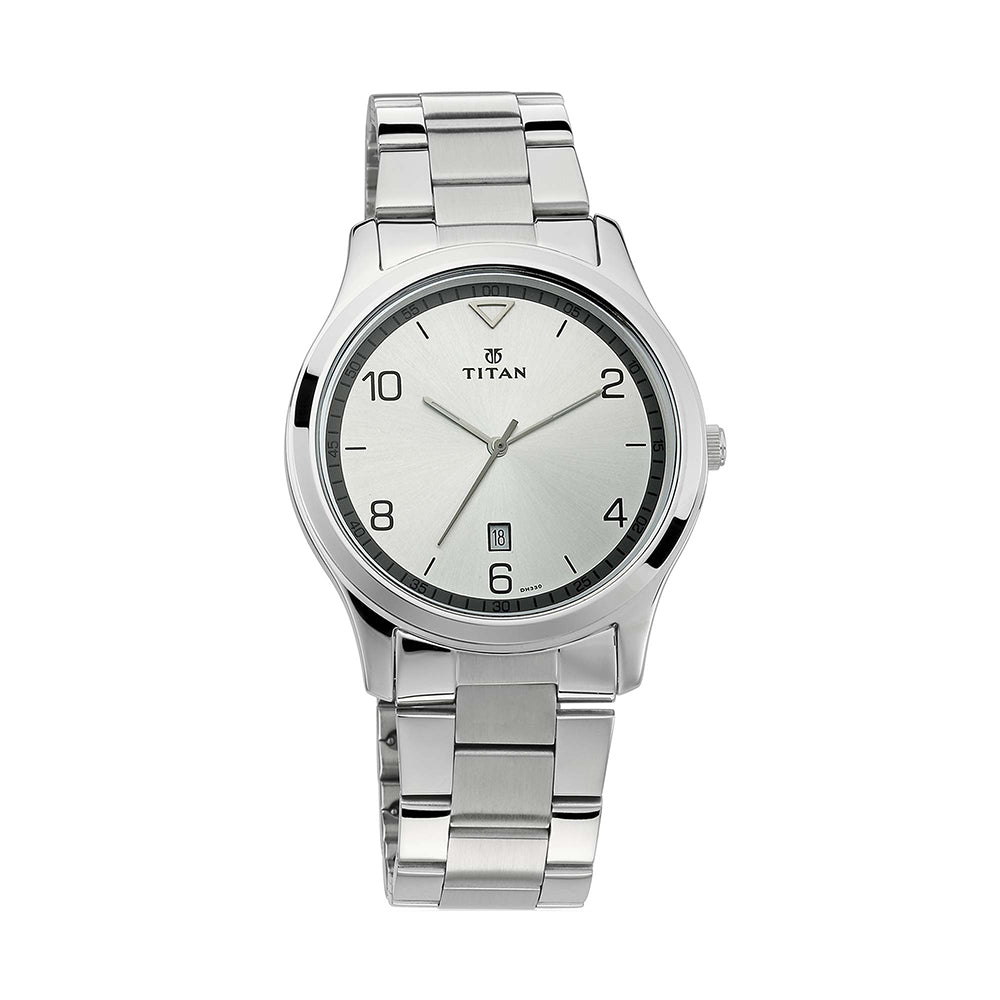 Titan Workwear White Dial Stainless Steel Strap Watch for Men