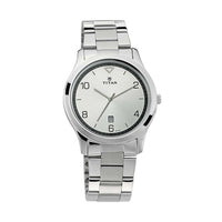 Titan Workwear White Dial Stainless Steel Strap Watch for Men