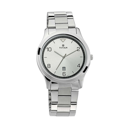 Titan Workwear White Dial Stainless Steel Strap Watch for Men