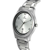 Titan Workwear White Dial Stainless Steel Strap Watch for Men