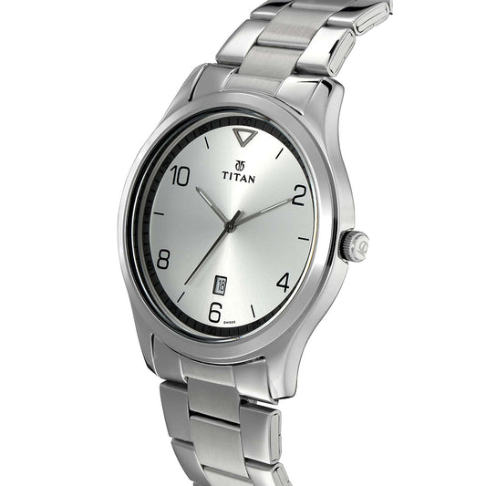 Titan Workwear White Dial Stainless Steel Strap Watch for Men