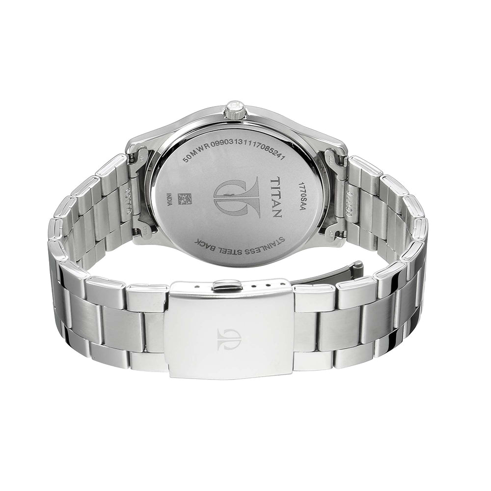 Titan Workwear White Dial Stainless Steel Strap Watch for Men