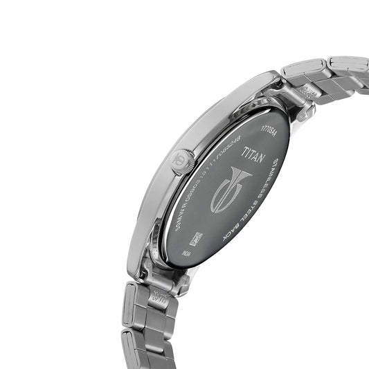 Titan Workwear Black Dial Stainless Steel Strap Watch for Men