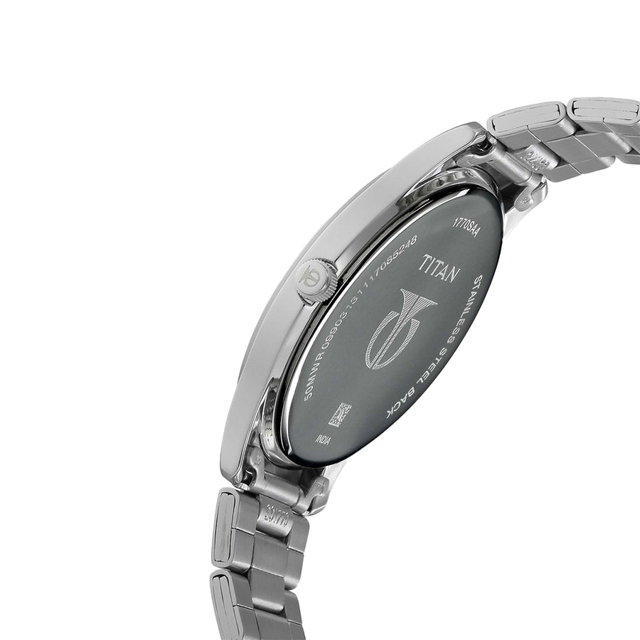 Titan Workwear Black Dial Stainless Steel Strap Watch for Men