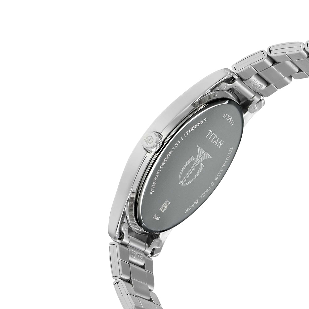 Titan Workwear Blue Dial Stainless Steel Strap Watch for Men