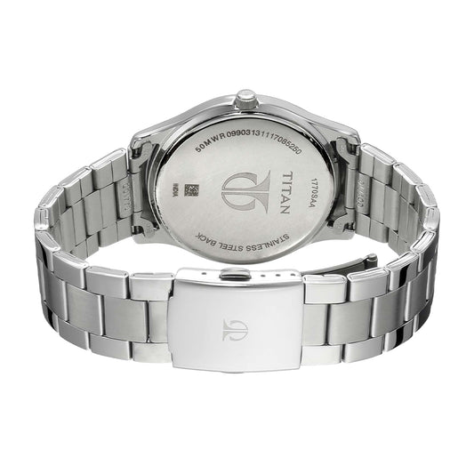 Titan Workwear Blue Dial Stainless Steel Strap Watch for Men