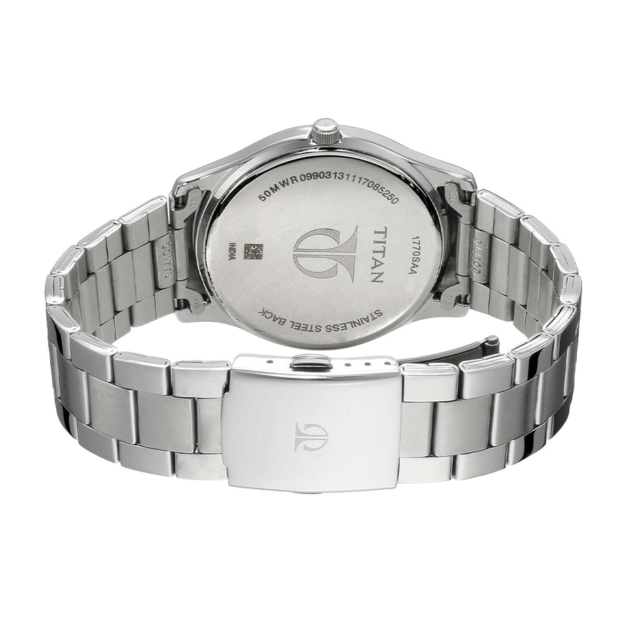 Titan Workwear Blue Dial Stainless Steel Strap Watch for Men