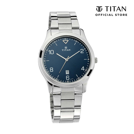Titan Workwear Blue Dial Stainless Steel Strap Watch for Men