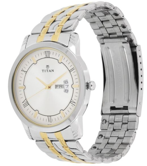 Titan Quartz Silver Dial Analog with Day & Date Watch for Men