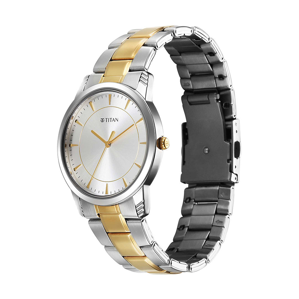 Titan Quartz Silver Dial Stainless Steel Strap Watch for Men