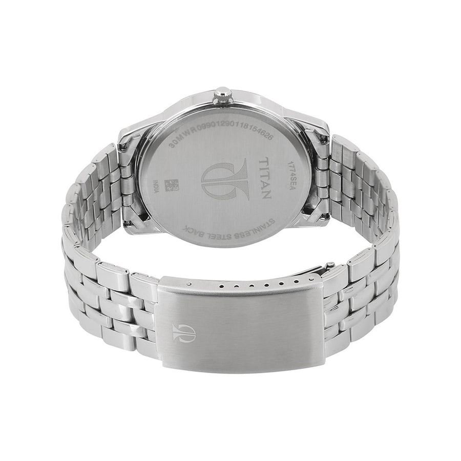 Titan Quartz Blue Dial Stainless Steel Strap Watch for Men