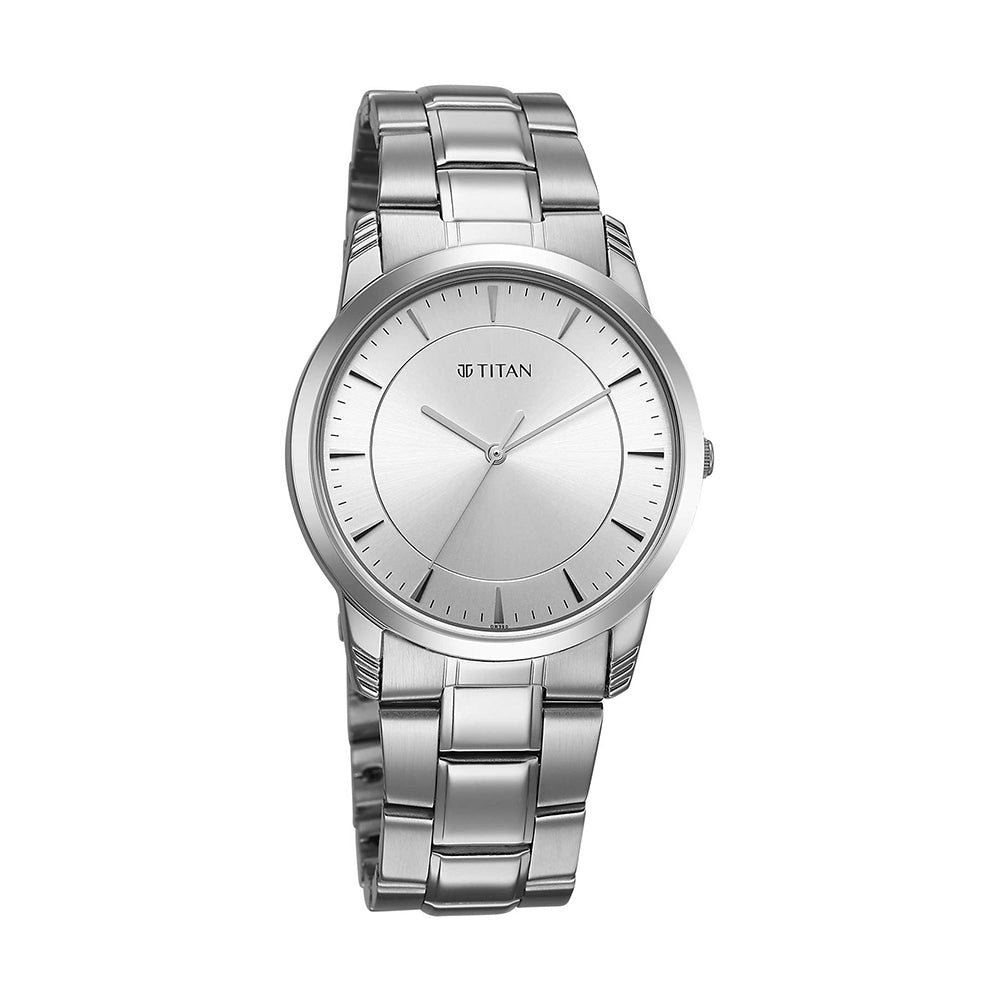 Titan Quartz Silver Dial Stainless Steel Strap Watch for Men