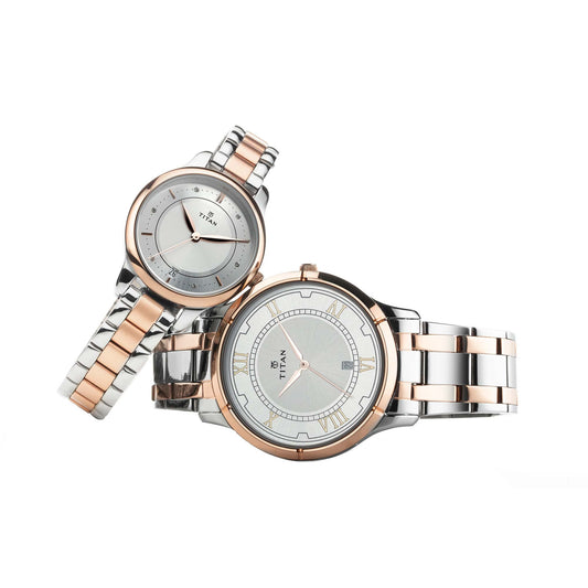 Bandhan Silver White Dial Stainless Steel Pair Watches-17752481KM01