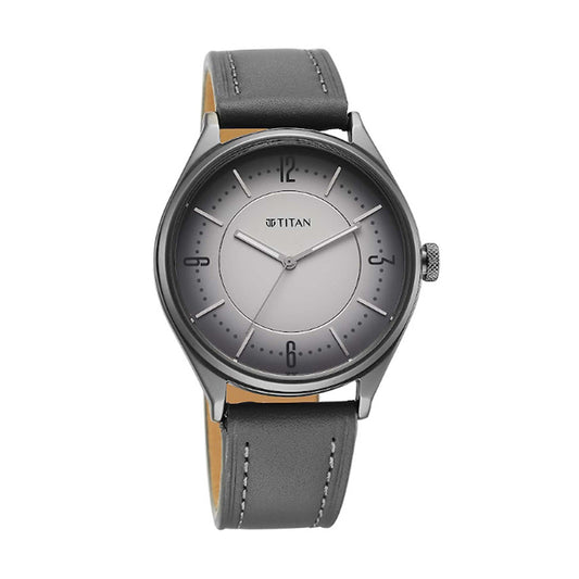 Titan Neo Basics Grey Dial Leather Strap Watch for Men