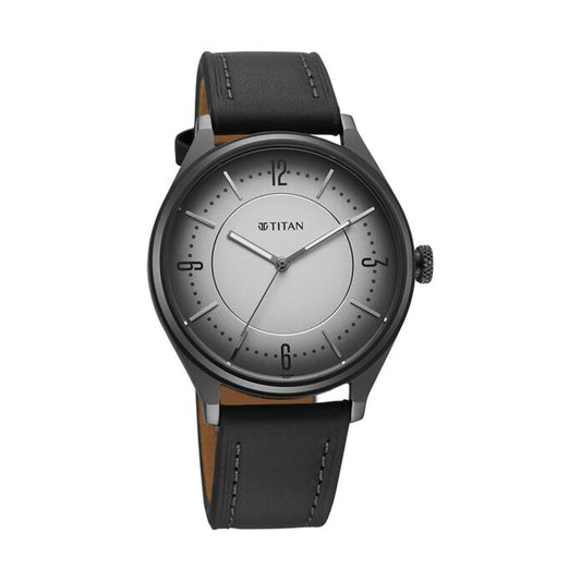 Titan Neo Basics Grey Dial Leather Strap Watch for Men