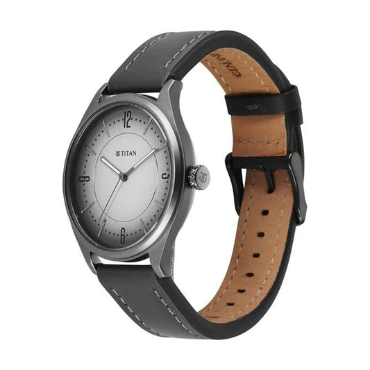 Titan Neo Basics Grey Dial Leather Strap Watch for Men
