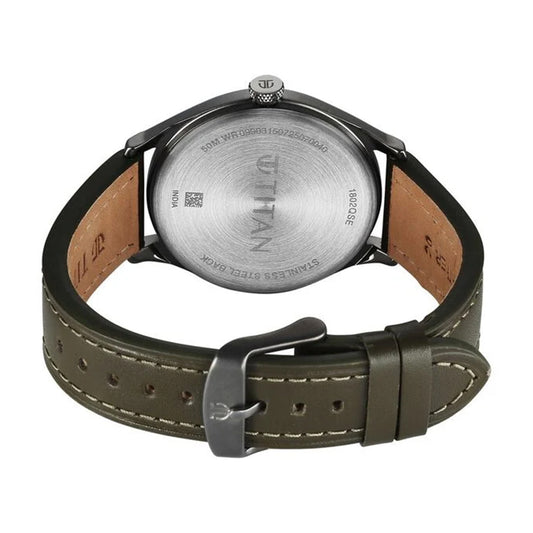 Titan Neo Basics Green Dial Leather Strap Watch for Men