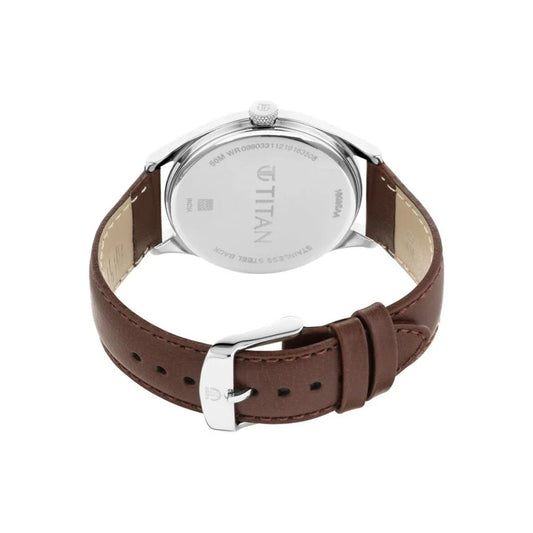 Titan Workwear White Dial Leather Strap Watch for Men