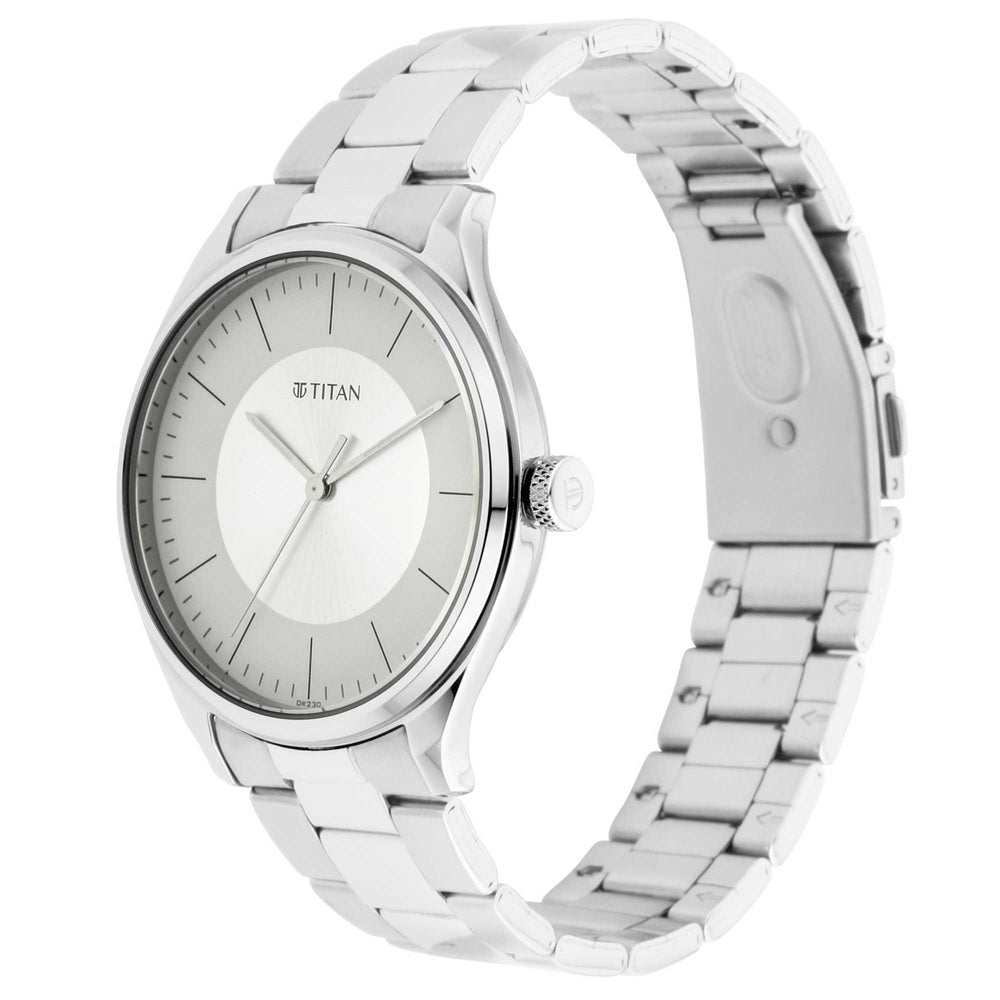 Titan Workwear Beige Dial Analog Metal Strap Watch for Men