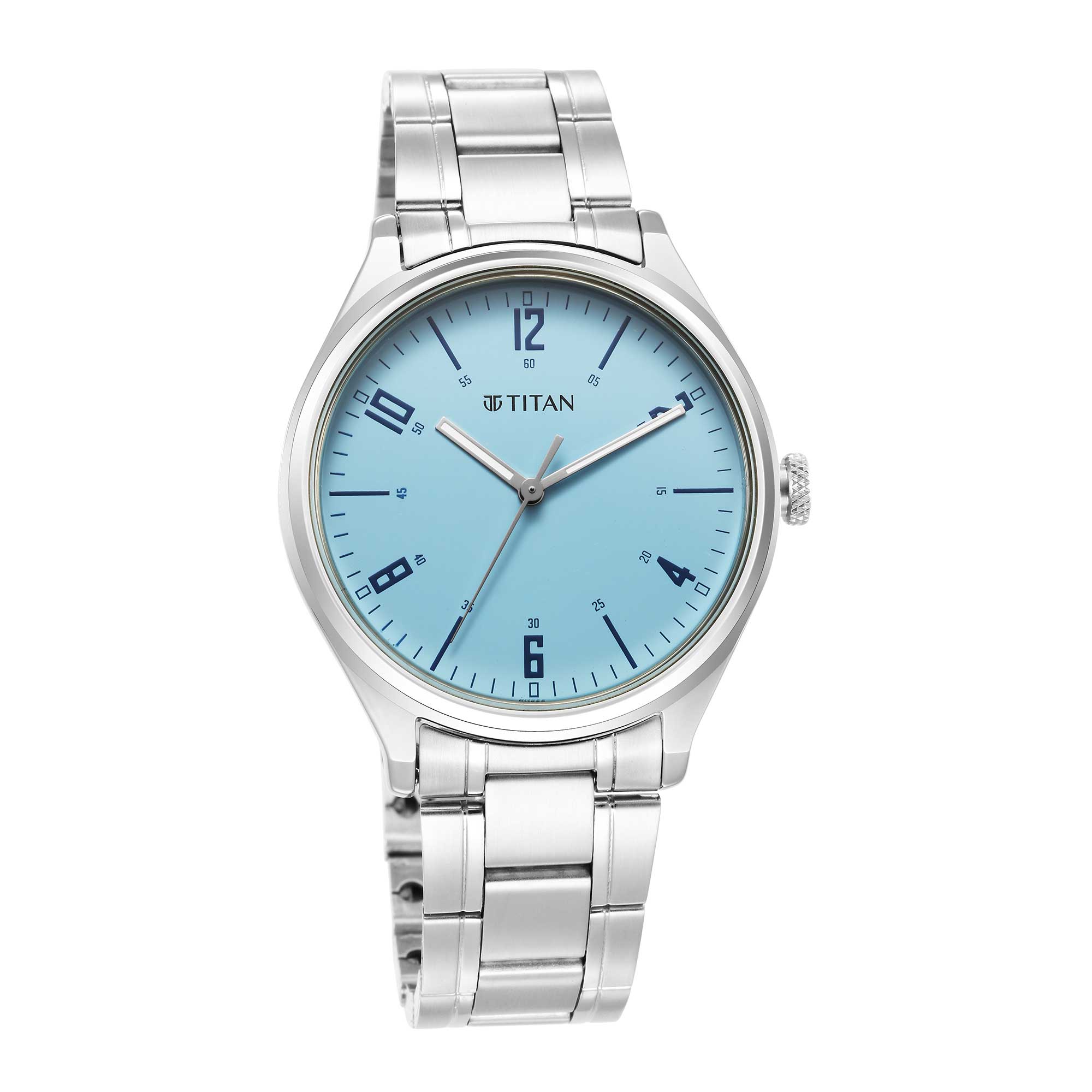 Titan Urban Light Blue Dial Analog Metal Strap Watch for Men