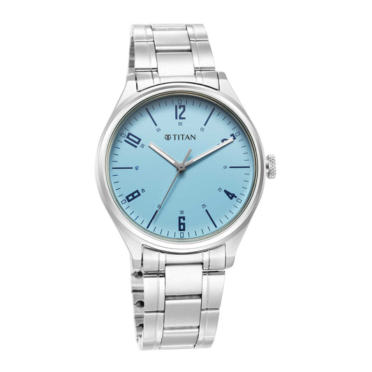 Titan Urban Light Blue Dial Analog Metal Strap Watch for Men