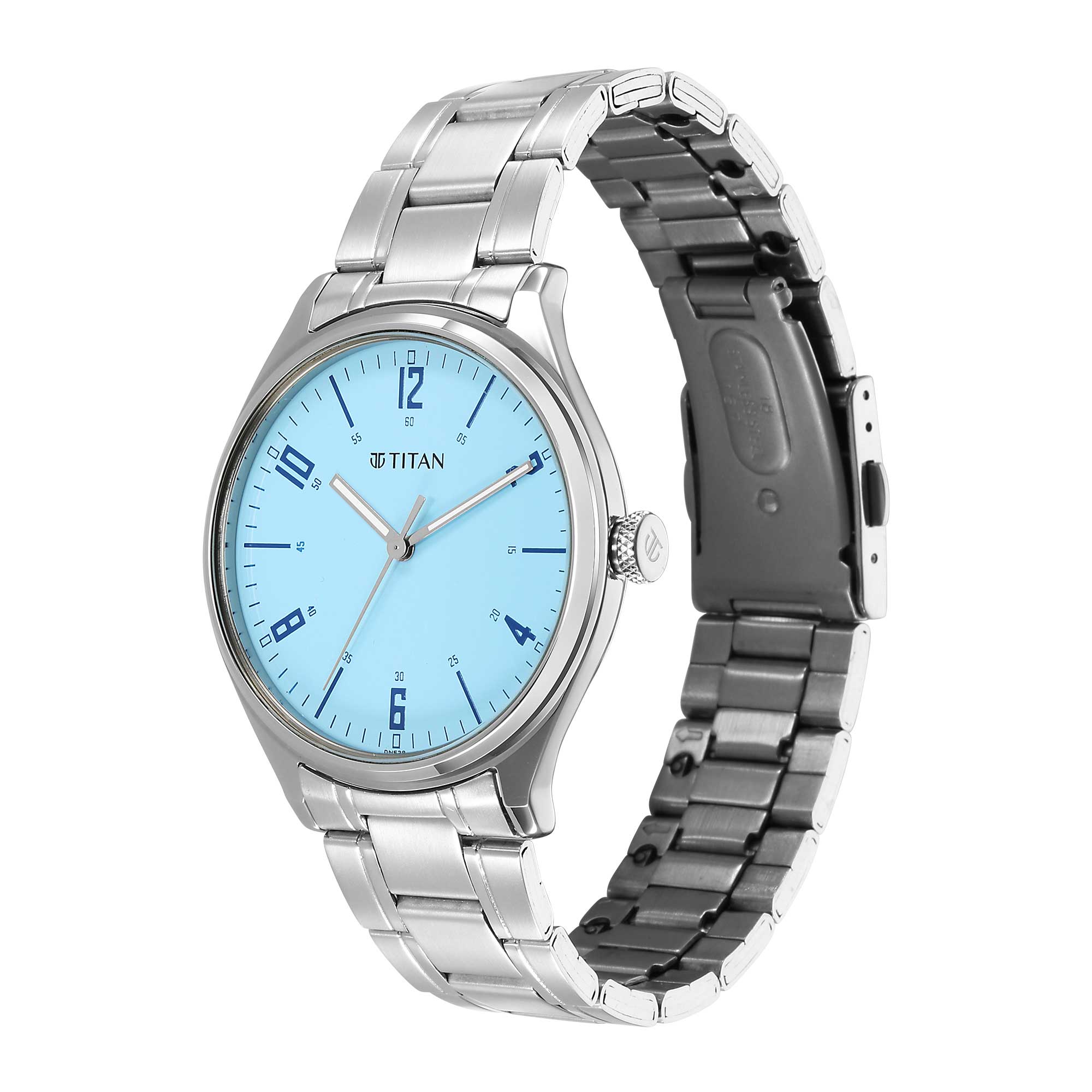 Titan Urban Light Blue Dial Analog Metal Strap Watch for Men