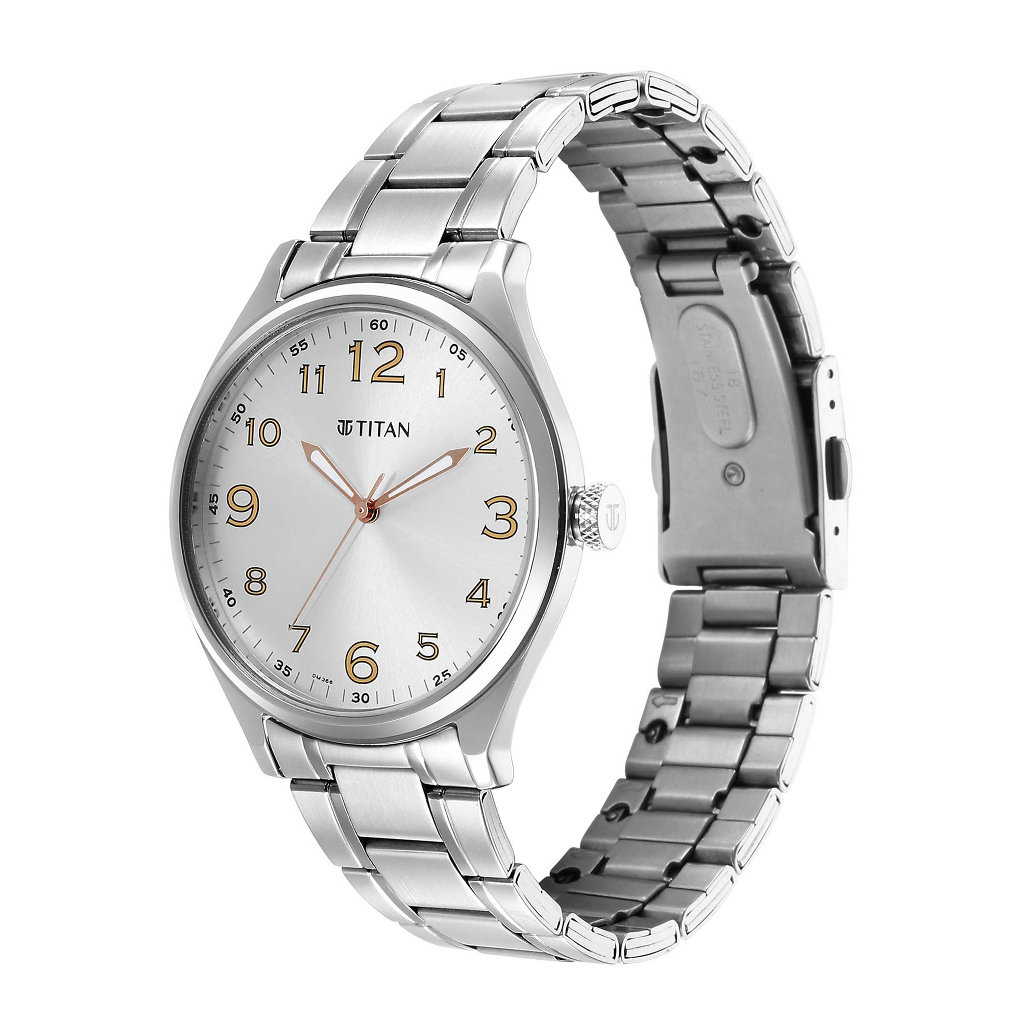 Titan Urban Analog Silver White Dial Metal Strap Watch for Men