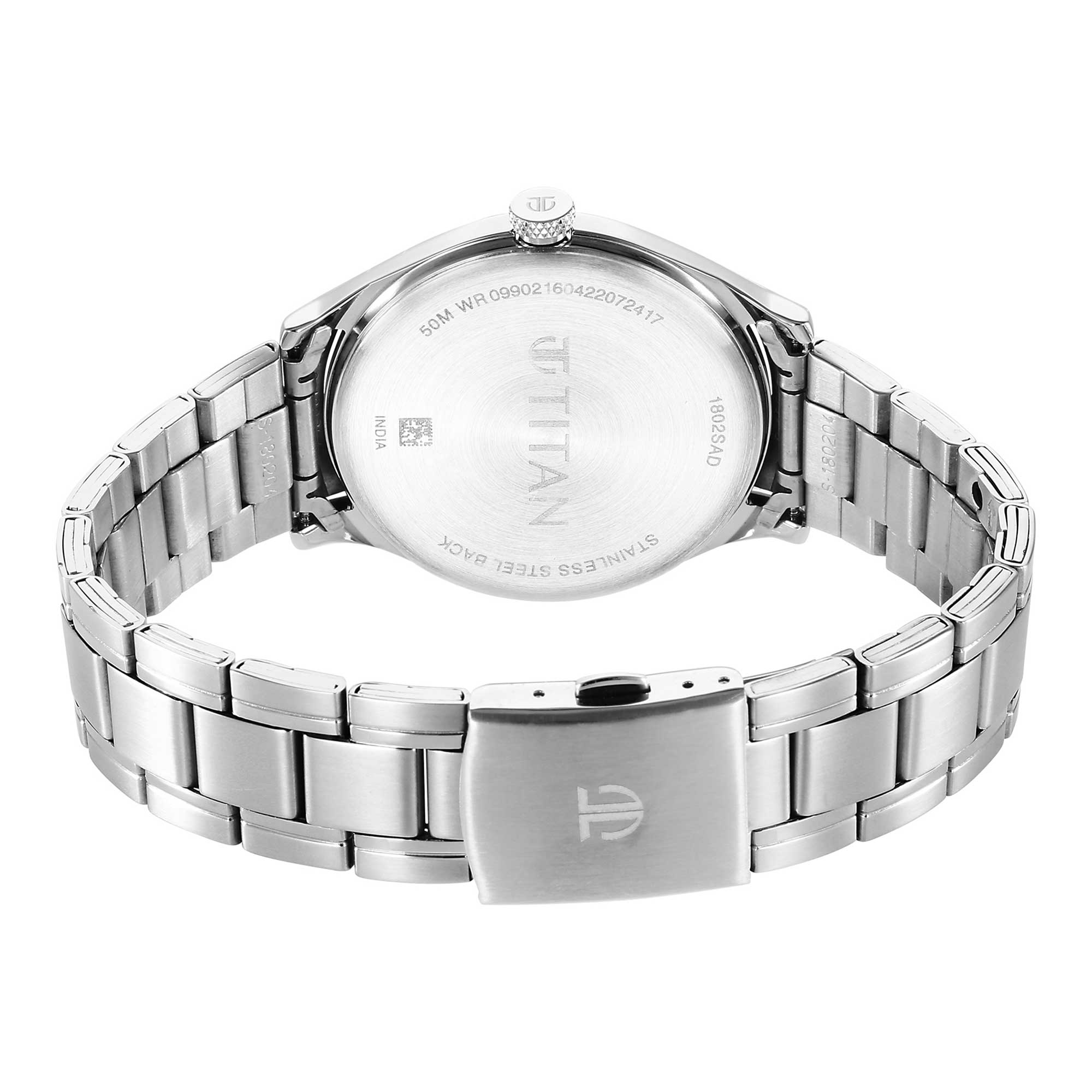 Titan Urban Analog Silver White Dial Metal Strap Watch for Men