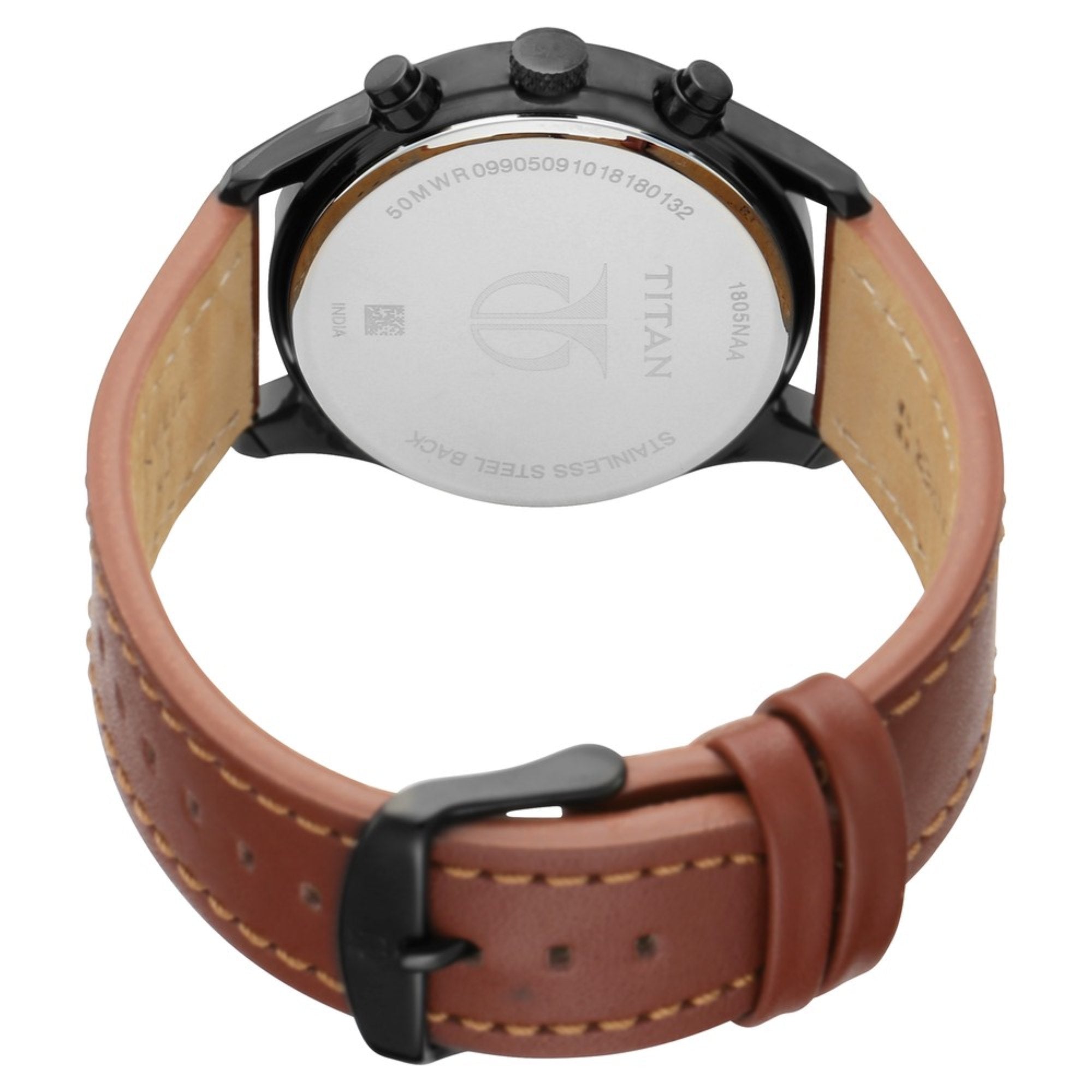 Workwear Watch with Black Dial & Brown Leather Strap-1805NL01