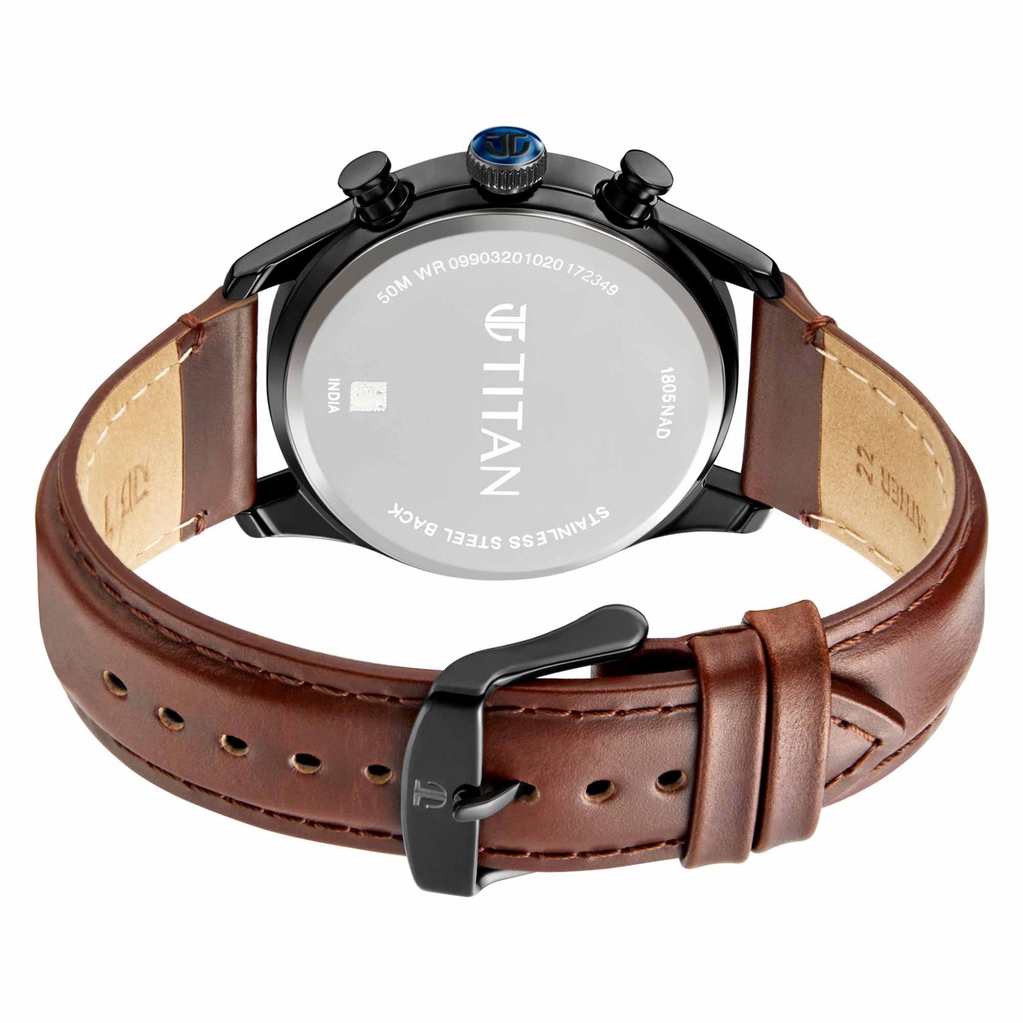 Titan Elmnt Brown Dial Analog Leather Strap Watch for Men