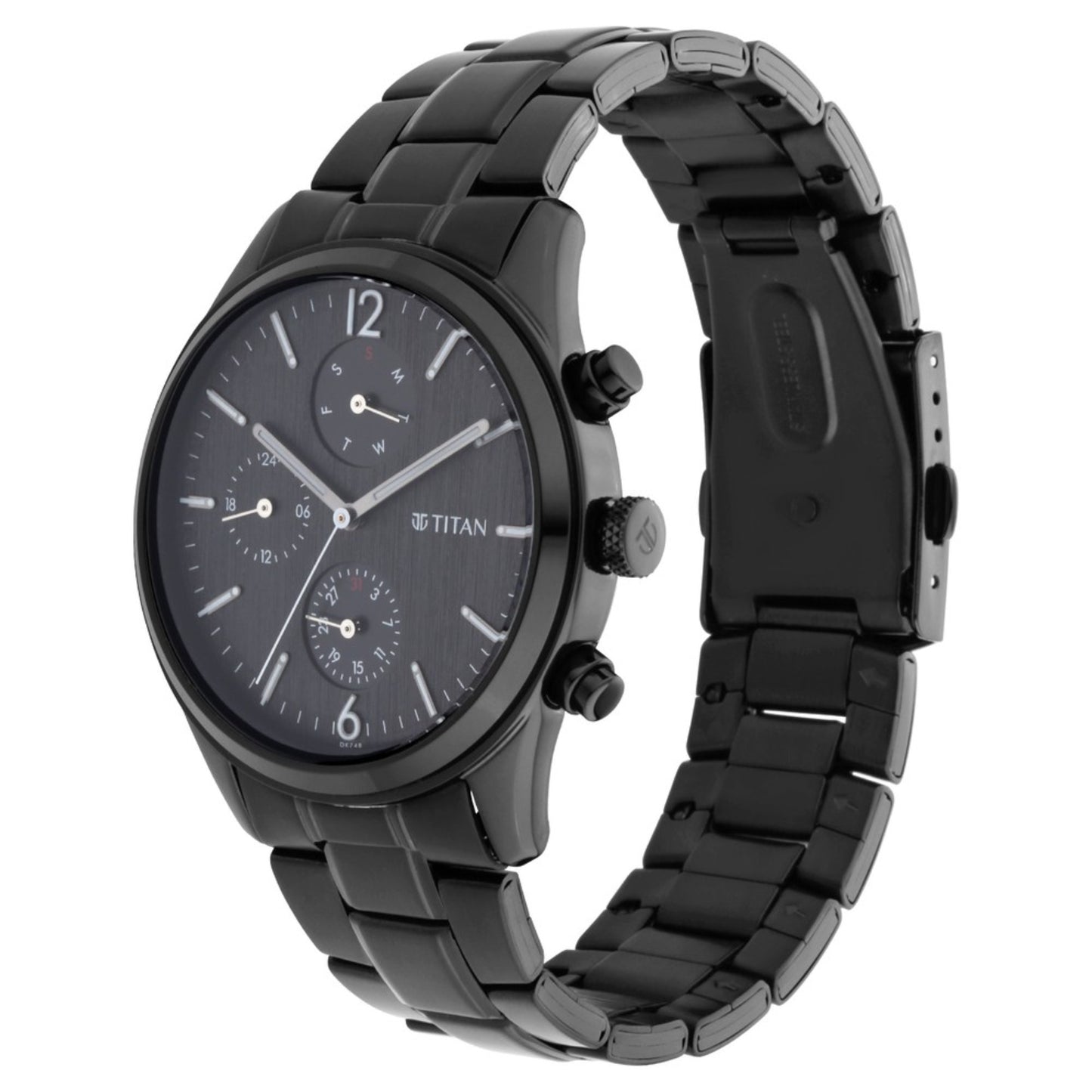 Workwear Watch with Black Dial & Metal Strap-1805NM02