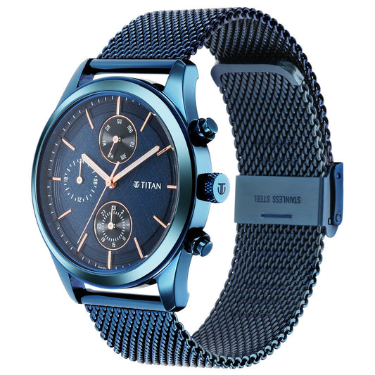 Neo Splash Blue Dial Stainless Steel Strap Watch-1805QM02