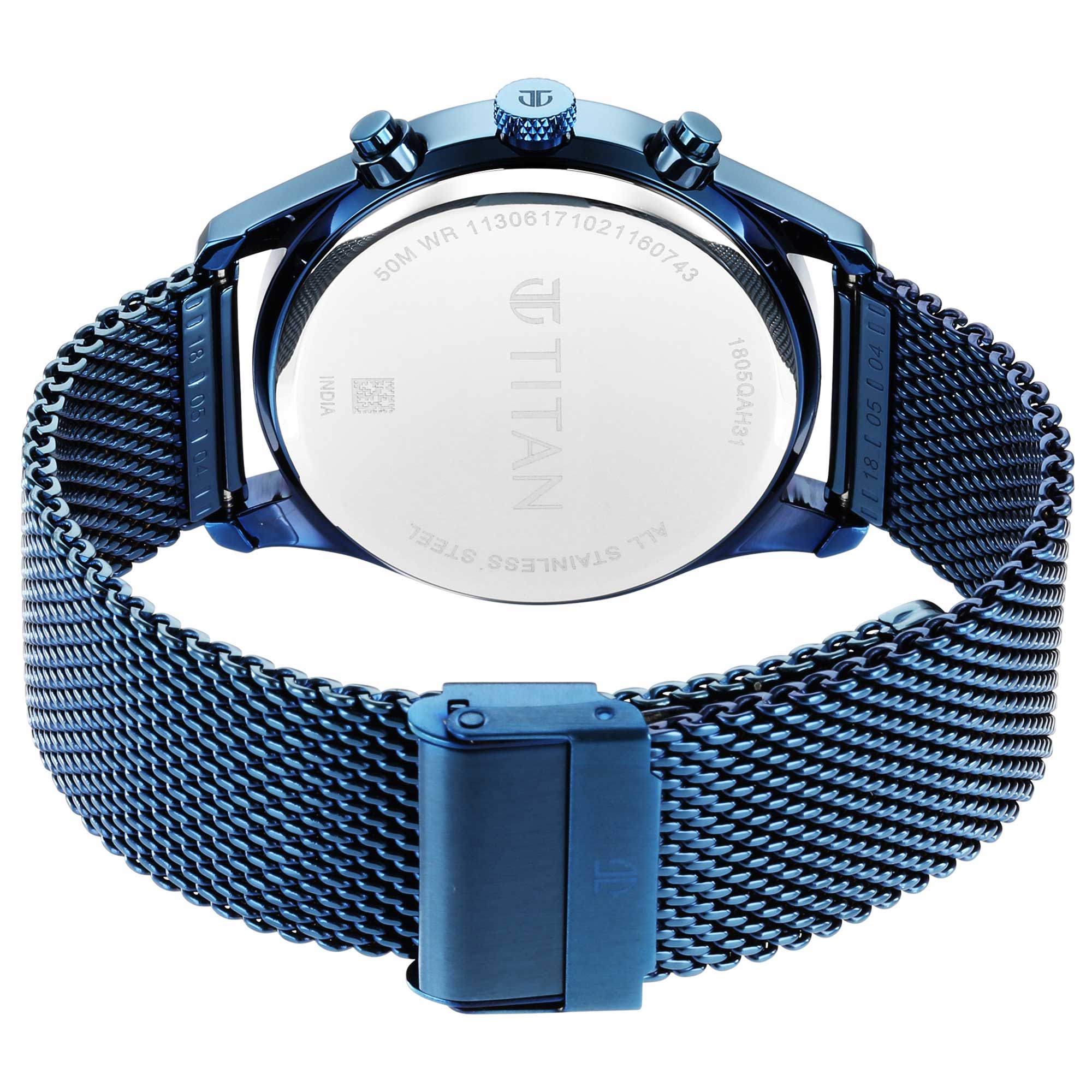 Neo Splash Blue Dial Stainless Steel Strap Watch-1805QM02