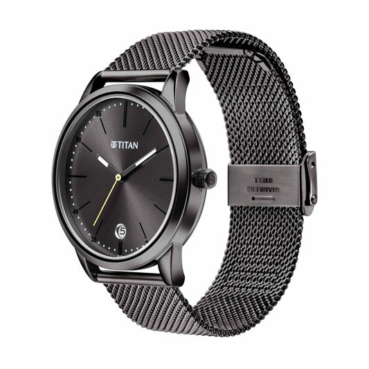 Titan Elmnt Gun Metal Analog Stainless Steel Strap watch for Men
