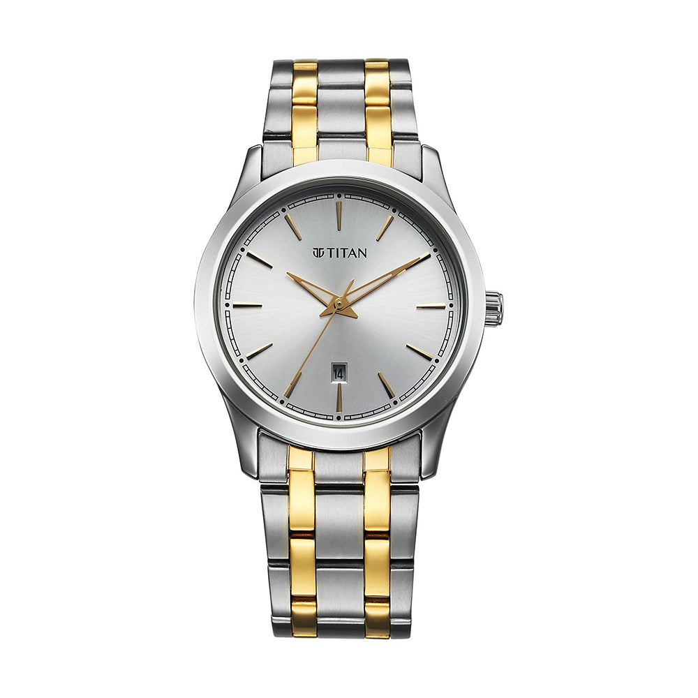 Titan Quartz Silver Dial Stainless Steel Strap Watch for Men
