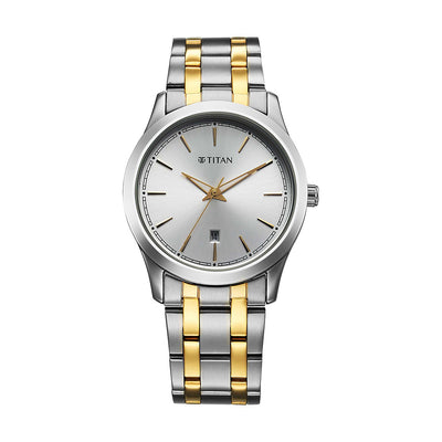 Titan Quartz Silver Dial Stainless Steel Strap Watch for Men