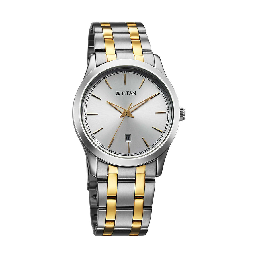 Titan Quartz Silver Dial Stainless Steel Strap Watch for Men
