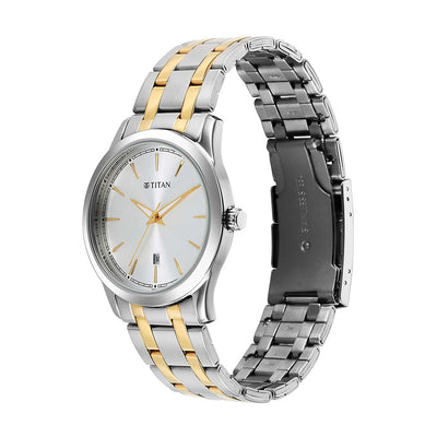 Titan Quartz Silver Dial Stainless Steel Strap Watch for Men
