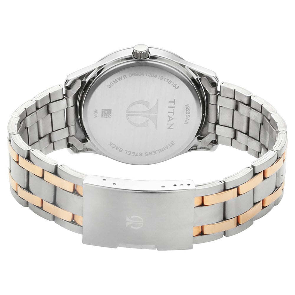 Titan Quartz Analog with Date Silver Dial Stainless Steel Strap Watch for Men