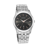 Titan Trendsetters Anthracite Dial Stainless Steel Strap Watch for Men