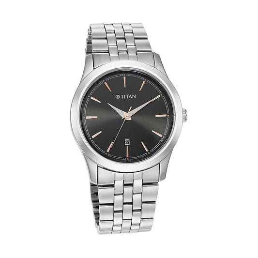 Titan Trendsetters Anthracite Dial Stainless Steel Strap Watch for Men