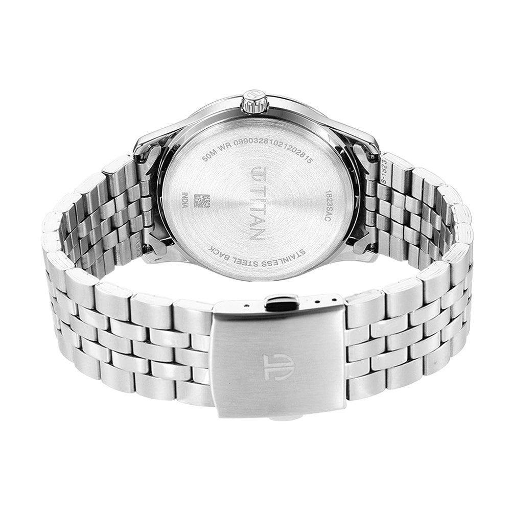 Titan Trendsetters Anthracite Dial Stainless Steel Strap Watch for Men